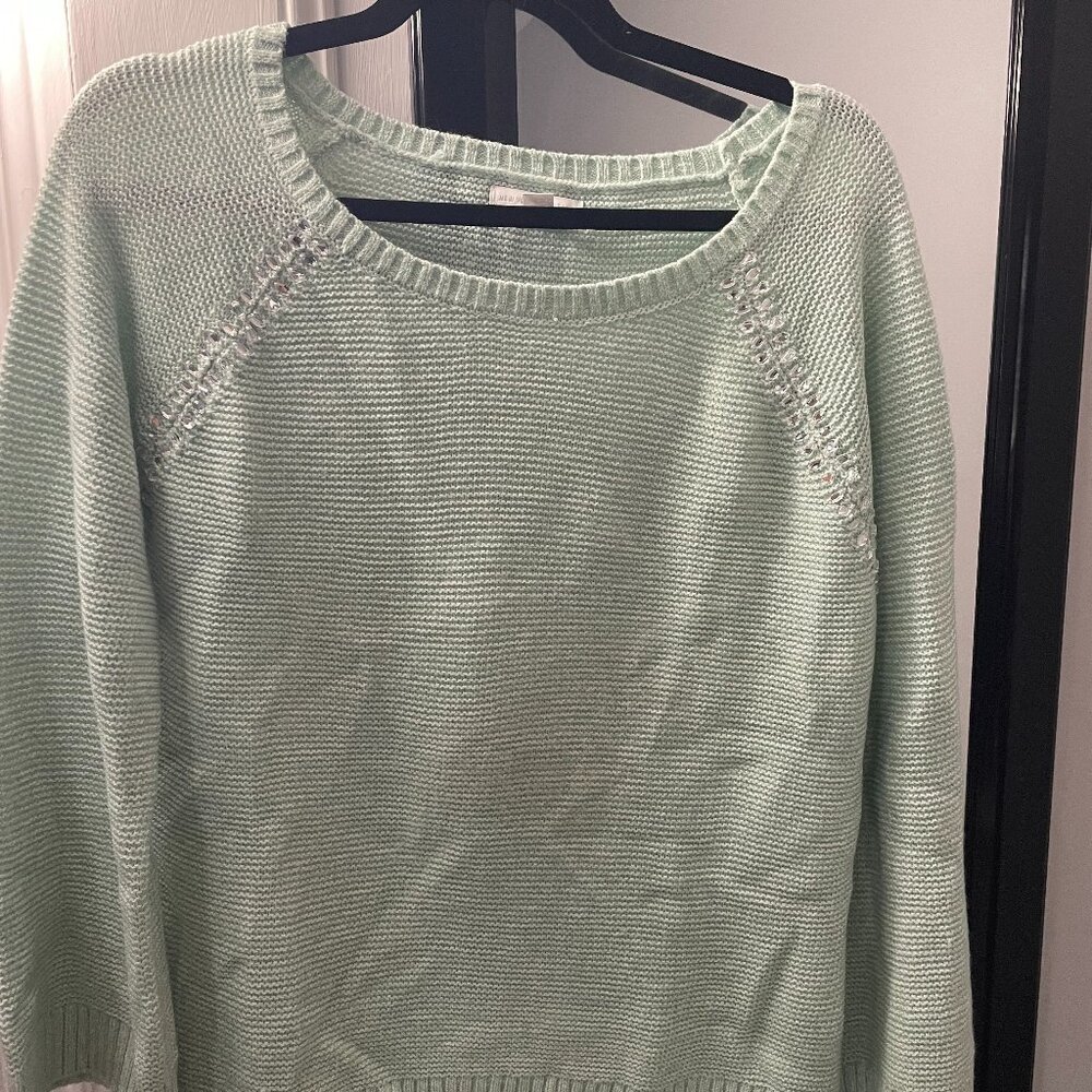 New York & Co. blue/aqua/mint sweater with rhinestones